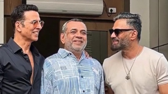 Suniel Shetty, Akshay Kumar, Paresh Rawal, promo of Hera Pheri 3